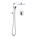 WELS 8" Rain Shower Head Set Square Dual Heads Faucet High Pressure With Mixer